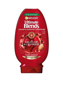Garnier Ultimate Blends Argan & Cranberry Protecting and Illuminating Vegan Conditioner for Coloured Hair 400ml, One Colour, Women