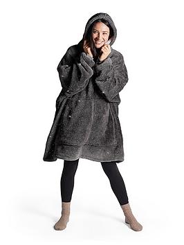 Silentnight Oversized Glitter Fleece Hoodie - Charcoal