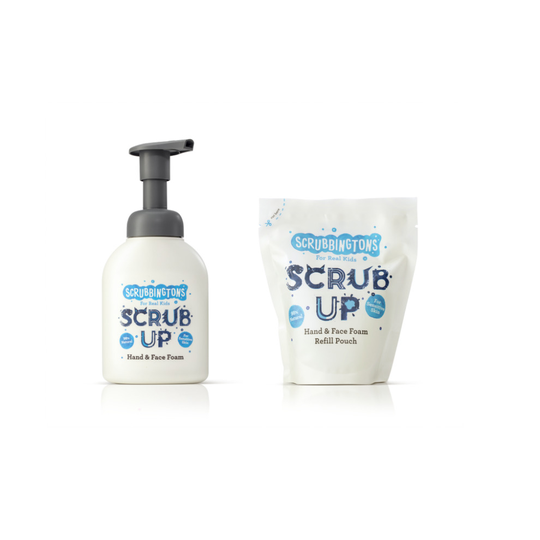 Scrubbingtons Hand & Face Wash & Refill Pouch, Eco Friendly Duo Pack- Kids Sensitive Skin- Gentle On Dry Hands, With Aloe Vera For Extra Moisturising