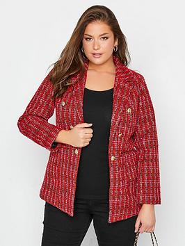Yours Boucle Blazer - Red