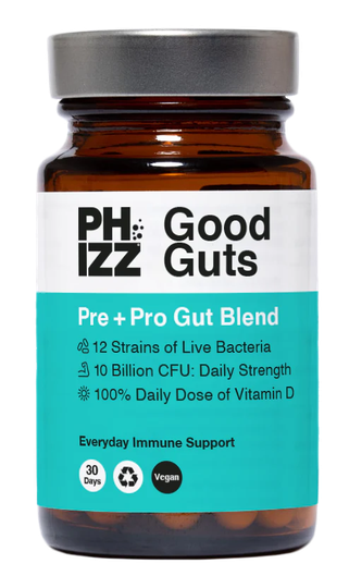 Phizz Good Guts 12 Strain Multibiotic with Vitamin D + Selenium, 30 Capsules