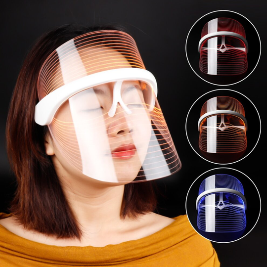 3 Colors LED Light Therapy Face Mask Photon Instrument Anti-aging Anti Acne Transparent