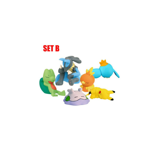 (B) Pokemon Bulbasaur Squirtle Pikachu Sleeping Desk Figure Toys Car Decoration
