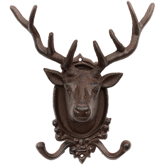 Rustic Cast Iron Wall Mounted Reindeer Deer Stag Head Coat Hook