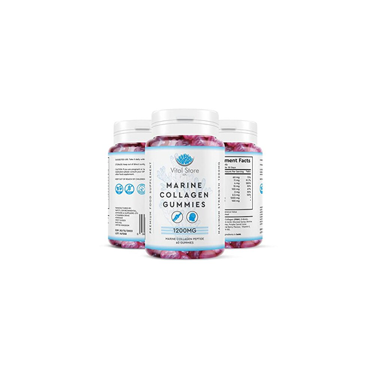 Marine Collagen & Biotin Gummies 2 MONTH SUPPLY - 1200MG Per Serving - 60 High Strength Berry Sugar Free Gummies - Hydrolysed Collagen & Bio
