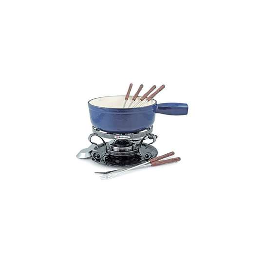 Swissmar Lugano 9 Piece Cheese Fondue Set in Deep Blue