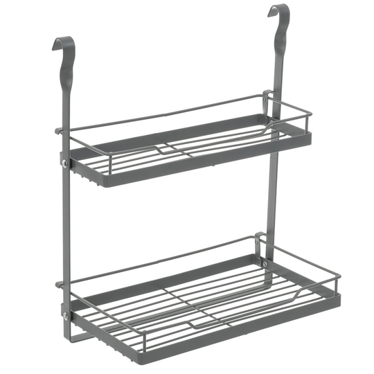 (2 SHELF RACK - GREY) LIVIVO Kitchen Saucepan Lid Hooks Tool Utensils Holder Hanging Rail Rack Wall Mounted