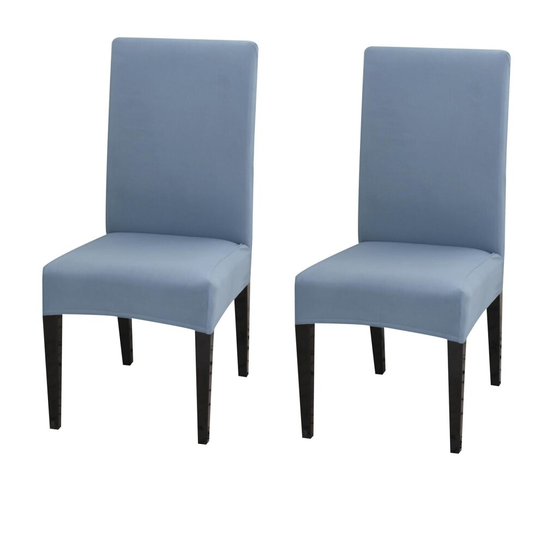 (Blue, 2) Dining Banquet Chair Washable Removable Stretch Slipcover Covers Protector