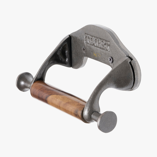Toilet Paper Holder Simple Cast Iron Wall Mounted wooden roller