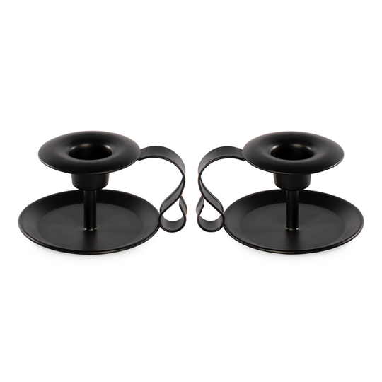 Retro Black Iron Candlestick Holders Set of 2 Single-head Vintage Decoration M&W