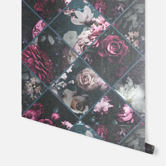 Floral Collage Plum & Teal