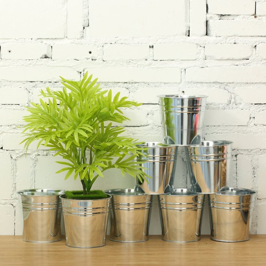 12pc Galvanised Iron Steel Flower Herb Plant Bucket Pot Planter Garden
