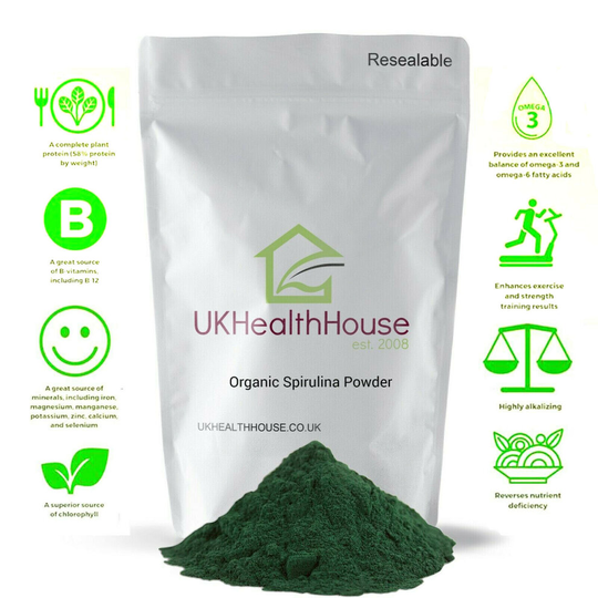 Pure Organic Spirulina 1kg Powder - 62.3% Protein Detox & Certified