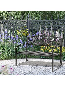 Outsunny 2-Seater Steel Garden Bench - Black