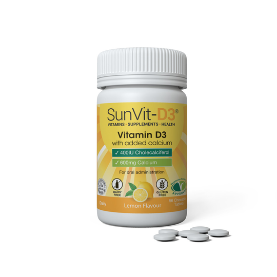 400iu Vitamin D3 Chewable Tablet Pot, 60 Lemon Calcium Tablets Daily