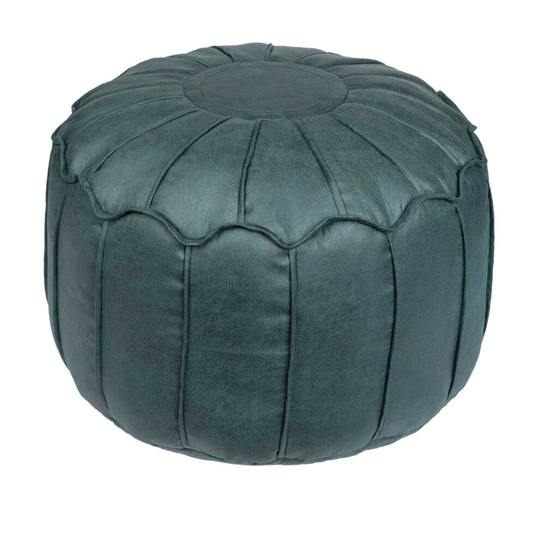 (Forest Green) Bean Bag Footstool Pouffe Seat | BeanBag Foot Rest Stool | Ready Filled Faux Leather | Soft Comfortable Relaxing Living Room Furniture