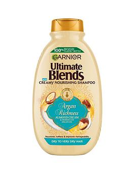 Garnier Ultimate Blends Argan Richness Nourishing Vegan Shampoo for Dry hair Enriched with Argan Oil & Almond Cream 400ml, One Colour, Women