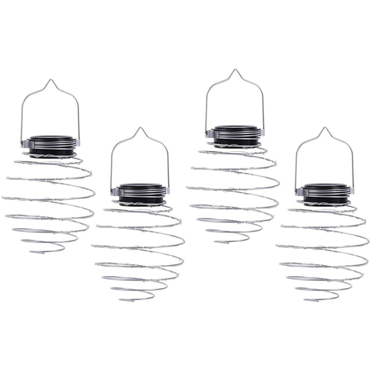 Outdoor Solar-Powered Iron Art Lanterns With LED Lighting | 4pack