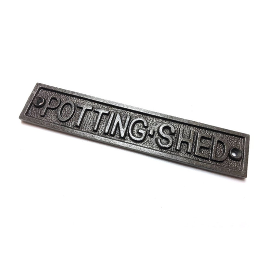Cast Iron POTTING SHED Antique Sign 162mm x 33mm