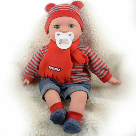 (Boy Doll) The Magic Toy Shop 16" Lifelike Sleeping Soft Body Baby Girl & Boy Doll with Freckles Sounds