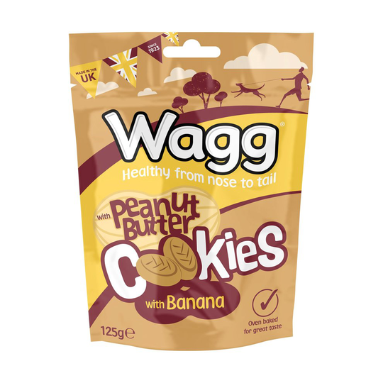 Wagg Peanut Butter and Banana Cookie Treats, 125 g, Pack of 7