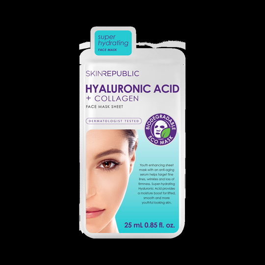 (Trio) Skin Republic Hyaluronic Acid & Collagen Face Mask, For Younger Looking Skin