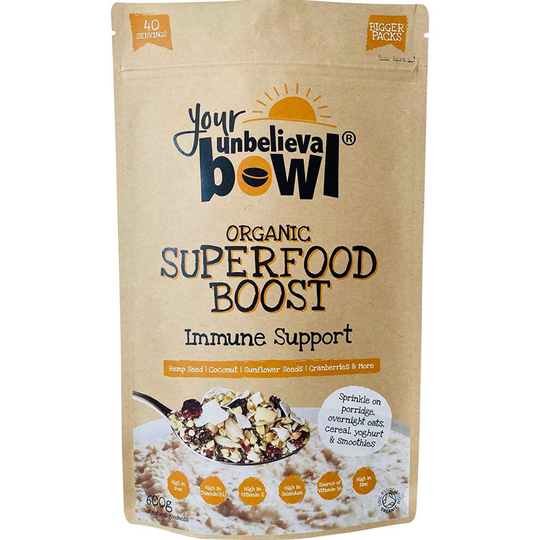 Your UnbelievaBowl | Organic Superfood Boost | IMMUNE SUPPORT| 600g, 40 servings, 45p per serving) Gluten Free | Chia Seed, Hemp Seed, Buckwheat,