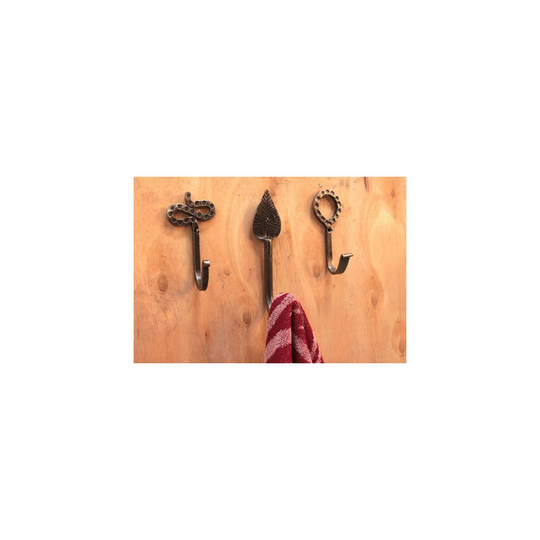 (604) Hand forged Iron Pewter Single Hat & Coat Hook Robe Wall Hanger Vintage Antique
