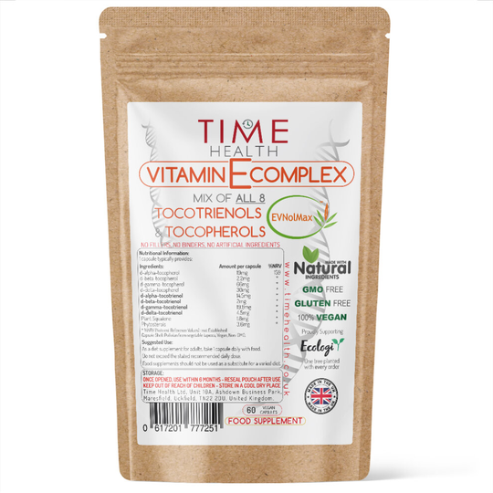 Vitamin E Complex - All 8 E Tocopherols & Tocotrienols - 60 Pullulan Capsules - Plant-Based & Whole Food