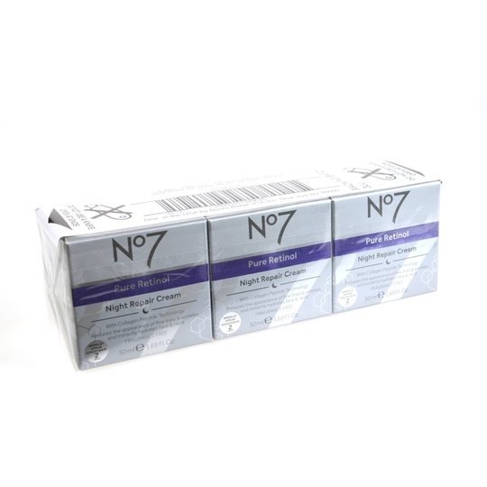 Night Repair Cream No7 Pure Retinol 50ml Moisturiser Triple Pack