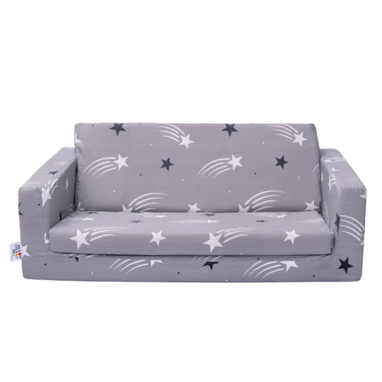 (Shooting Stars) Children's Fold Out Foam Sofa Bed | Hand Drawn Print Lounger Seat | Soft Comfortable Relaxing Kid's Furniture