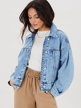 Michelle Keegan Denim Drop Shoulder Oversized Jacket - Light Wash