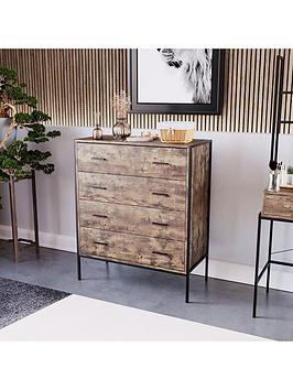 Vida Designs Brooklyn 4 Drawer Chest - Dark Oak