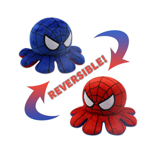 (Spiderman, 20cm/7.8in) Hulk Spiderman Captain America Iron Man Flip Reversible Octopus Plush Doll Toys