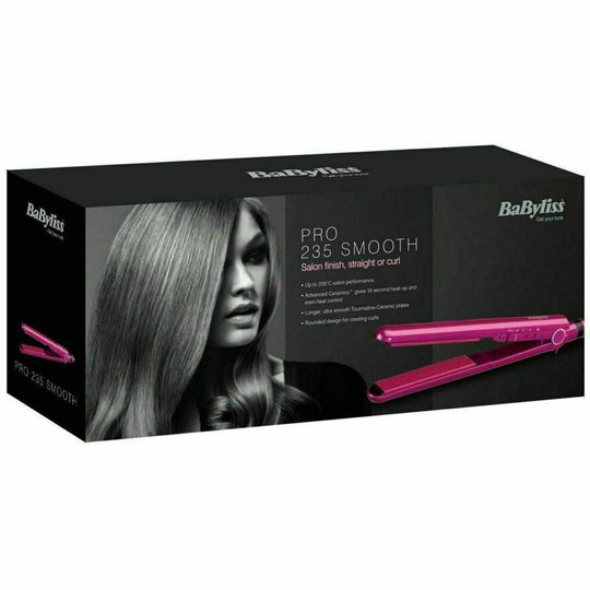 BaByliss Pro 235 Smooth Hair Straightener Pink With 3 Temperature Settings