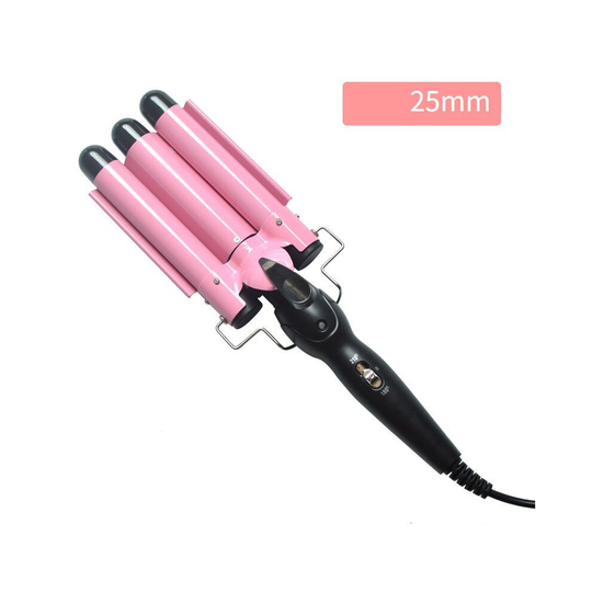 (Pink, 25mm) Hair Salon Ceramic 3 Barrel Hair Wave Waver Curling Iron Hair Curler Wand