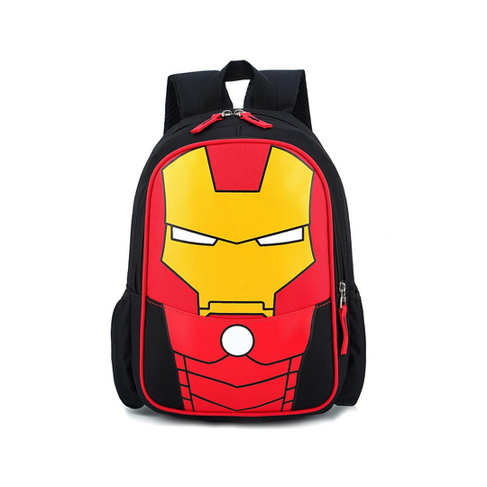 (Iron Man - Black) Kids Superhero Backpack Spiderman Superman School Book Bag Rucksack