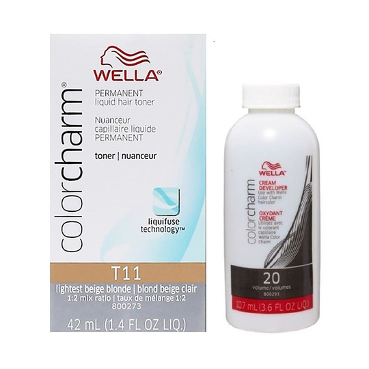 (T11+Developer (vol.20)) Wella Colour Charm Liquid Colour Toner 42ml