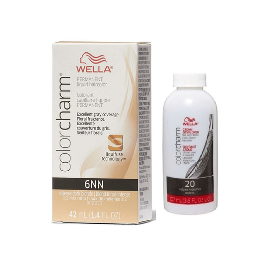 (6NN + Developer (Vol. 20) 3.6oz ) Wella Color Charm Permanent Liquid Haircolor