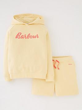 Barbour Girls Otterburn Hoodie And Short Tracksuit - Yellow