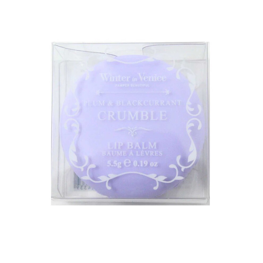 Winter in Venice Lip Balm in Macaroon Case 5.5g Plum and Blackrurrant Crumble