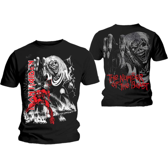Large Black Men's Iron Maiden Number Of The Beast Jumbo T-shirt - large black mens iron maiden number beast jumbo tshirt