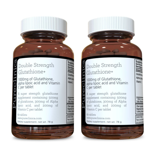 Double Strength Glutathione 1000mg x 120 Tablets (60 tablets per bottle, 2 bottles). With 500mg Glutathione, 300mg ALA, and 200mg Vitamin C per...
