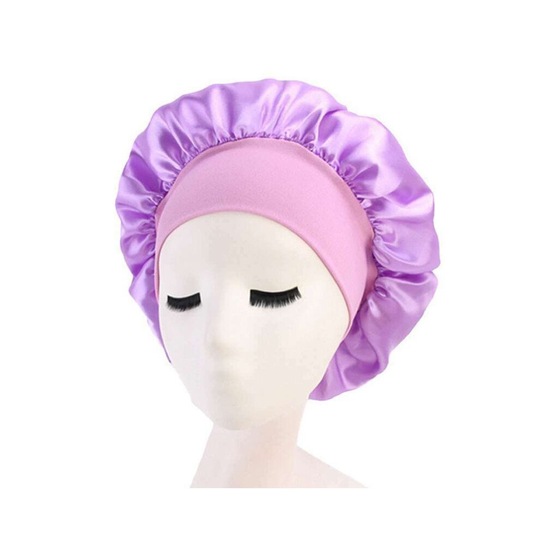 (Purple) Women Long Hair Care Satin Bonnet Sleep Hat Cap Night Silk feel Cap Head Wrap