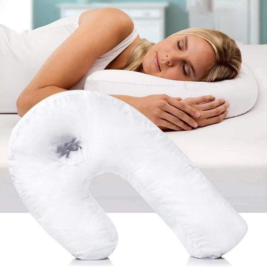 Side Sleeper Anti-snoring Pillow Soft U-shaped Pillow Travel Head Support Neck Support Correct Backbone Side Pillow White