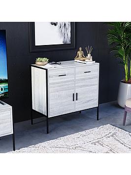 Vida Designs Brooklyn 2 Door, 2 Drawer Sideboard - Grey Oak
