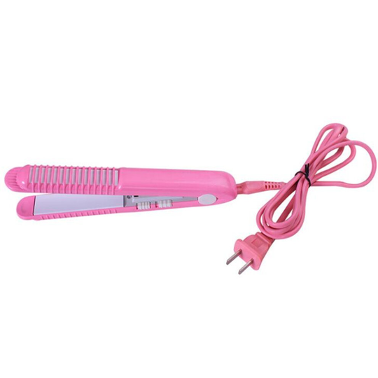 2 in 1 Curling Straightening Irons Mini Ceramic Plate Cordless Hair Curler - Pink