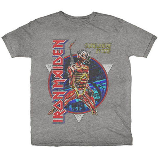 (X-Large) Iron Maiden 'Somewhere In Time' (Grey) T-Shirt
