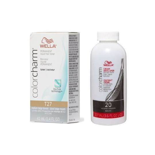 (Medium Beige With Cream Developer -106ml) Wella Blonde Colour Charm | Permanent Liquid Hair Toners