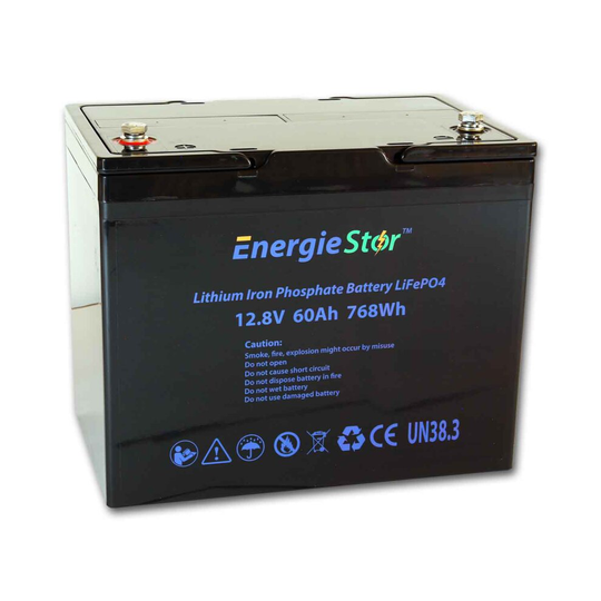 (60Ah, 12.8V, 768Wh, No) LiFePo4 Battery 12.8V Lithium-Ion Iron Phosphate 12V Deep Cycle Heavy Duty Caravan Camping Golf